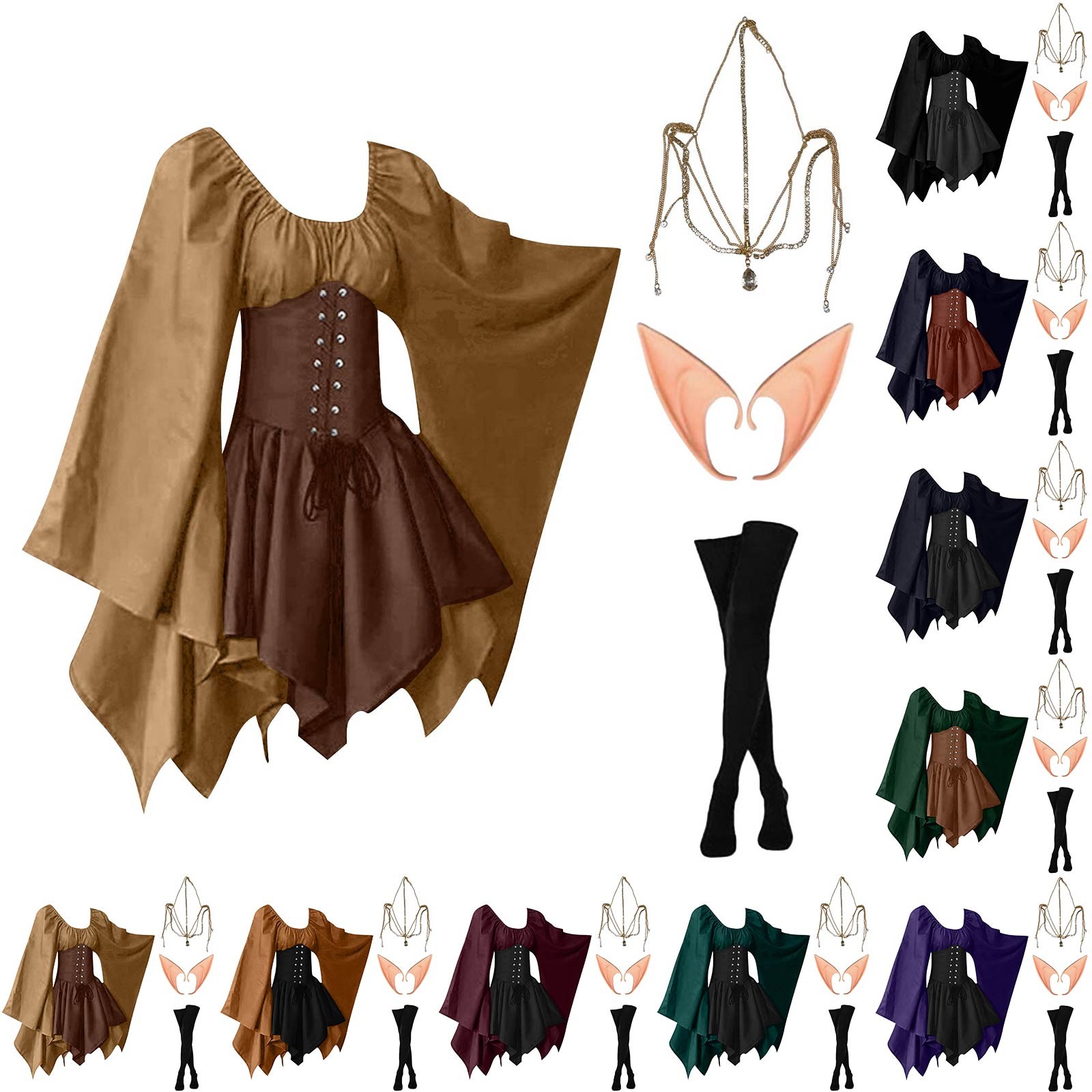 Elf Costume Christmas - Halloween Cosplay palais Victoria médiéval Vintage