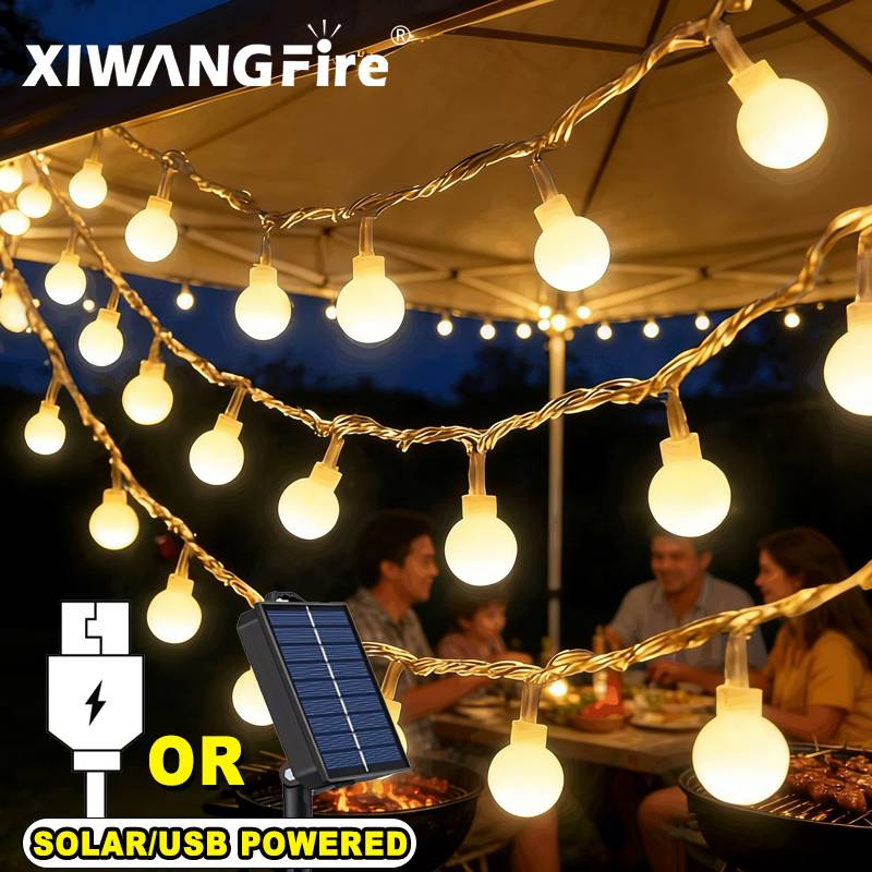 Christmas Lights Outdoor - Guirlandes lumineuses solaires/USB/batterie de 3 à
