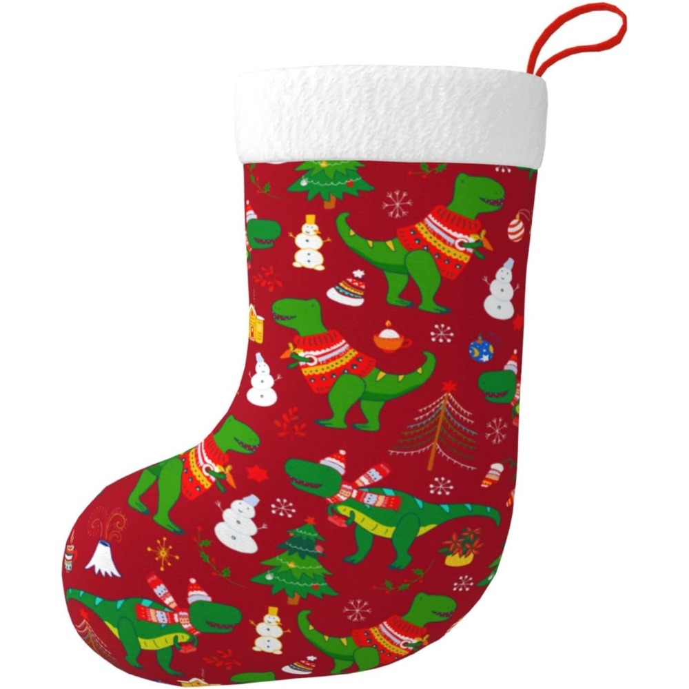 Christmas Stocking Hanging - Mignon dinosaure de noël bas de