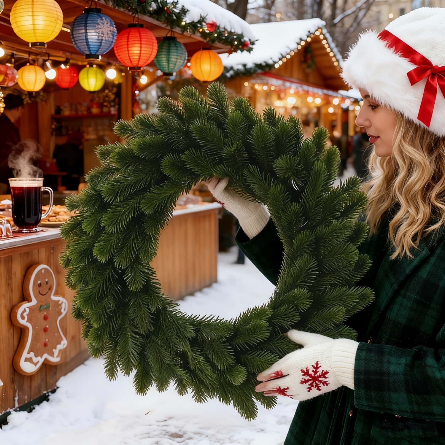 Christmas Wreath Fake - Couronne de noël artificielle 1 pièce,