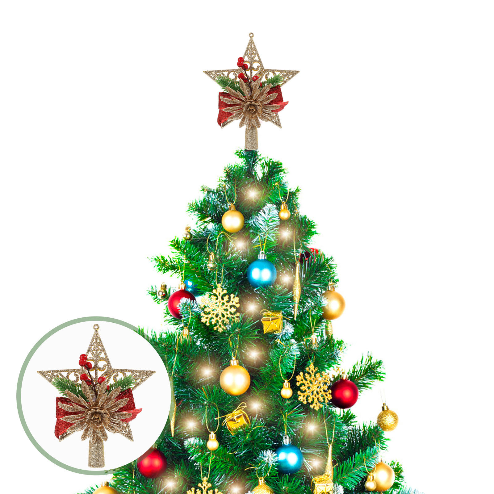 Star Tree Topper - 1 pièce Décoration de sommet de