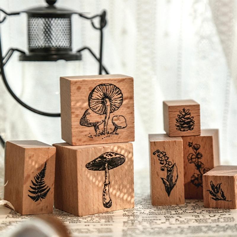 Gift Box Wrap Set - Ensemble sceaux travail cartes, blocs bois