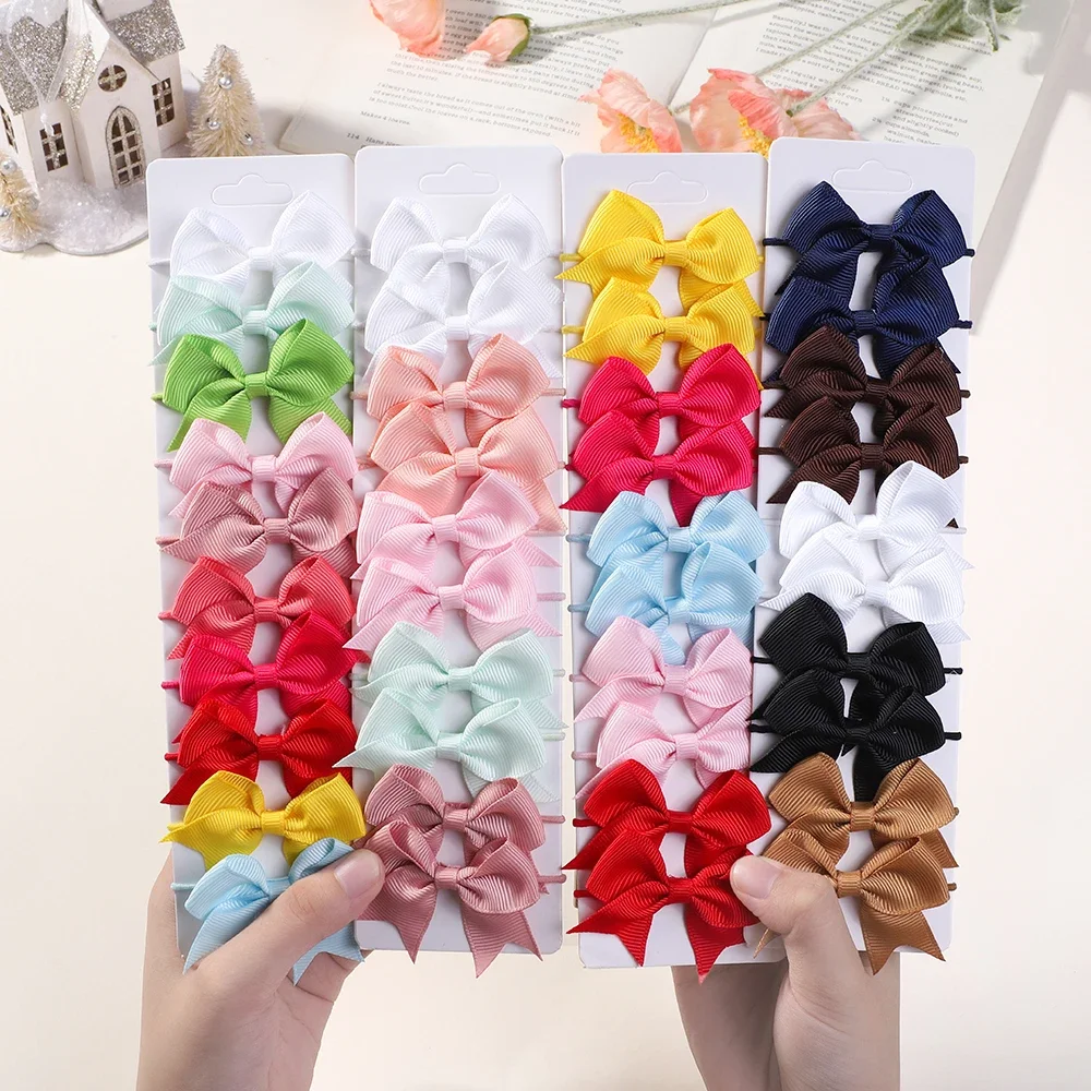 Ribbon Bow Gift - 10 pièces nœuds élastique cheveux élastique