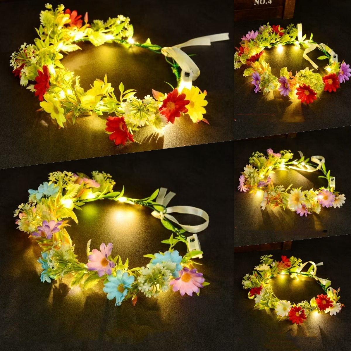 Led Fairy String Lights - Couronne florale lumineuse LED, guirlande de