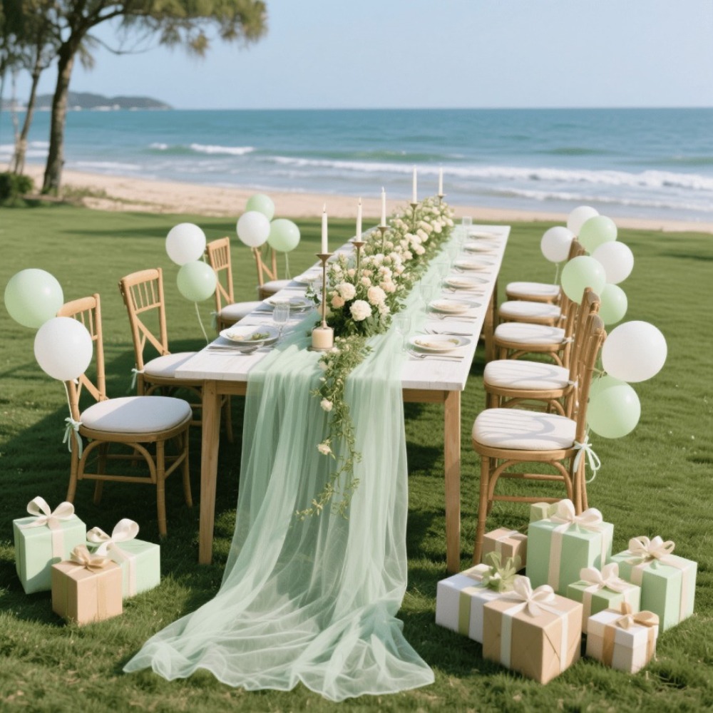 Christmas Table Runner - Chemin de table en tulle transparent