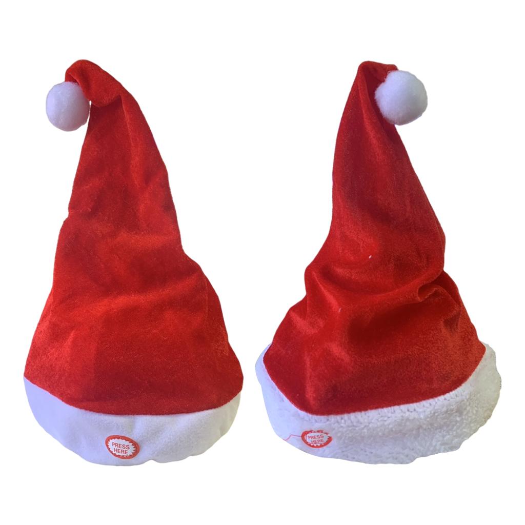 Santa Hat Plush - Chapeaux de phtalSanta chantants pour adultes,