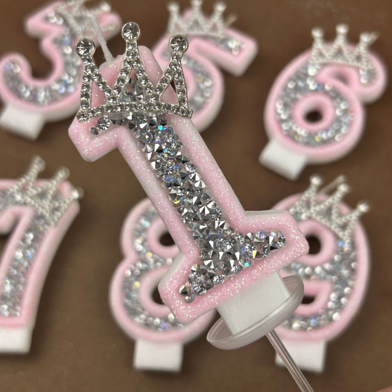 Holiday Candle Set - Bougies numériques 0-9, couronne en strass