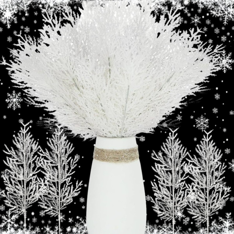 Christmas Wreath Fake - Branches d'aiguilles de pin artificielles blanches