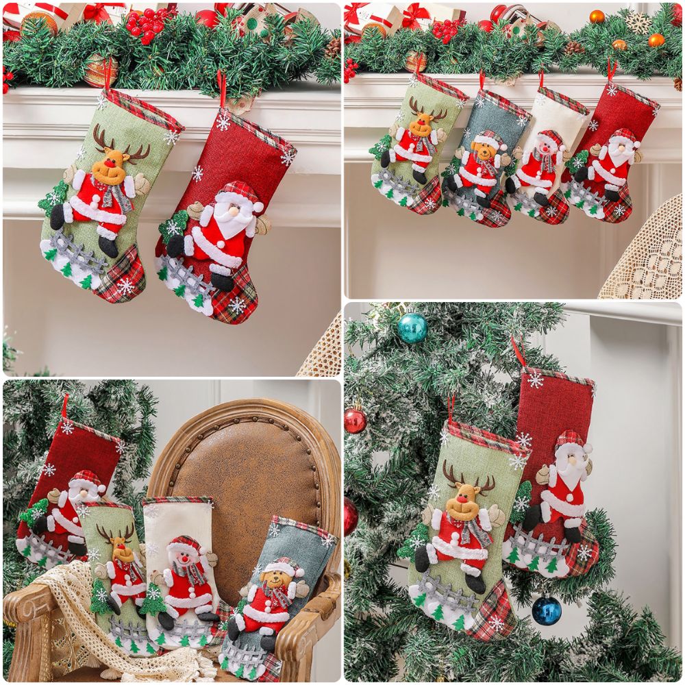Christmas Stocking Hanging - Chaussettes de Noël multicolores avec motifs