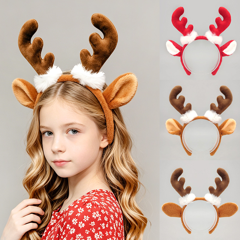 Reindeer Antlers Headband - Serre-tête en peluche avec cornes de