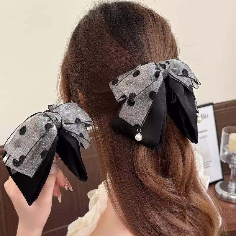 Ribbon Bow Gift - Élégante pince à cheveux grise à