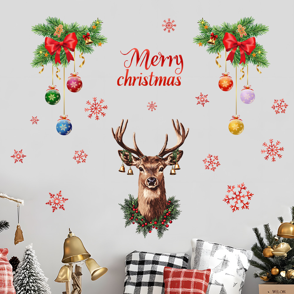 Snowflake Window Decal - Autocollant mural tête de cerf flocon