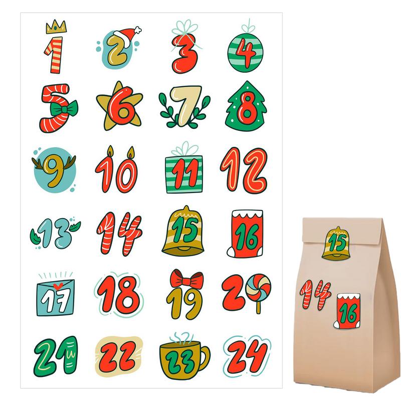 Advent Calendar Gift - Autocollants Joyeux Noël avec Numéro du