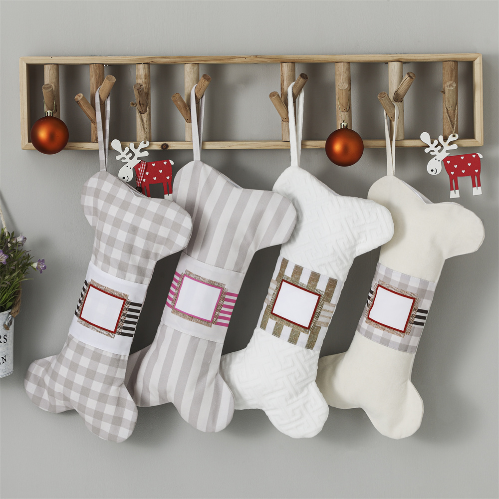 Christmas Stocking Hanging - Bas de Noël à carreaux pour