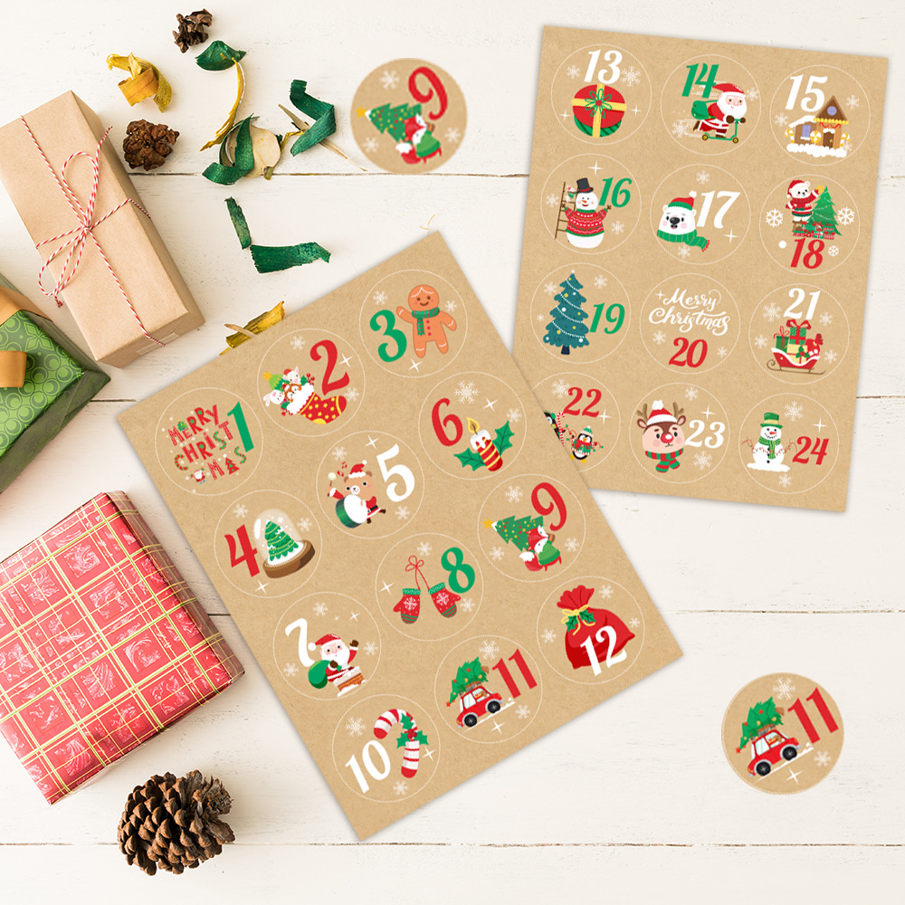 Advent Calendar Gift - Autocollants de numéros de calendrier de