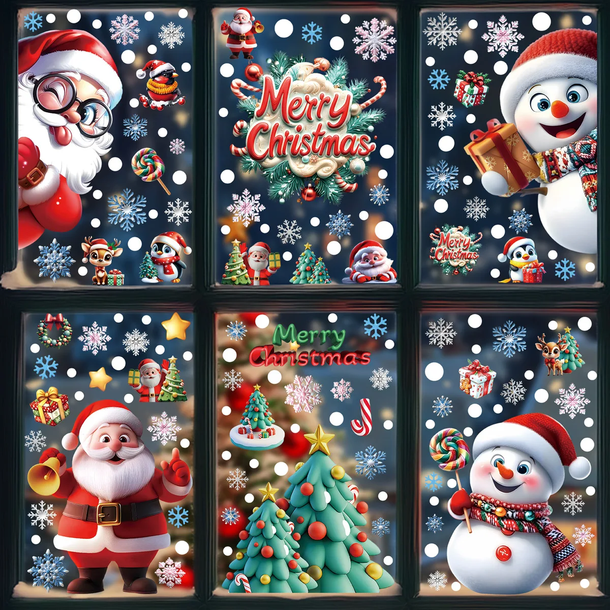 Snowflake Window Decal - Autocollants de fenêtre statiques de noël,