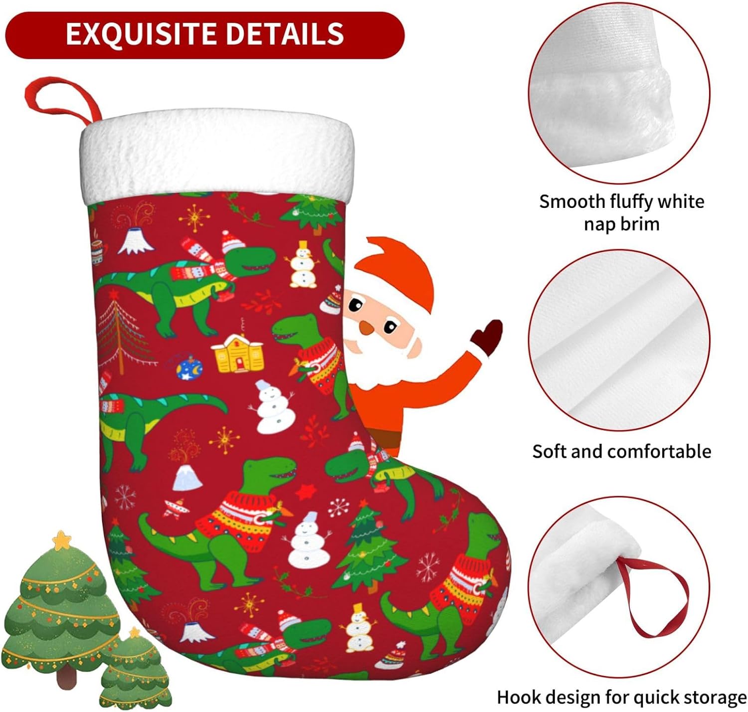 Mignon dinosaure de noël bas d - Christmas Stocking Hanging avis et prix