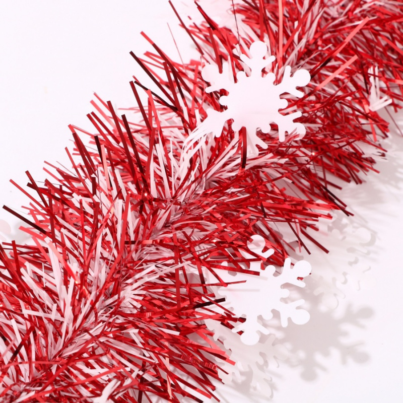 Guirlande rouge flocon de neig - Tinsel Garland Decoration avis et prix
