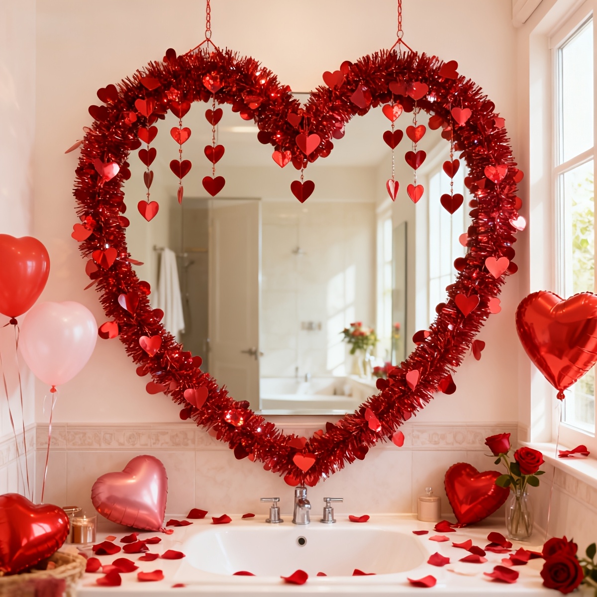 3 guirlandes en plastique roug - Tinsel Garland Decoration avis et prix