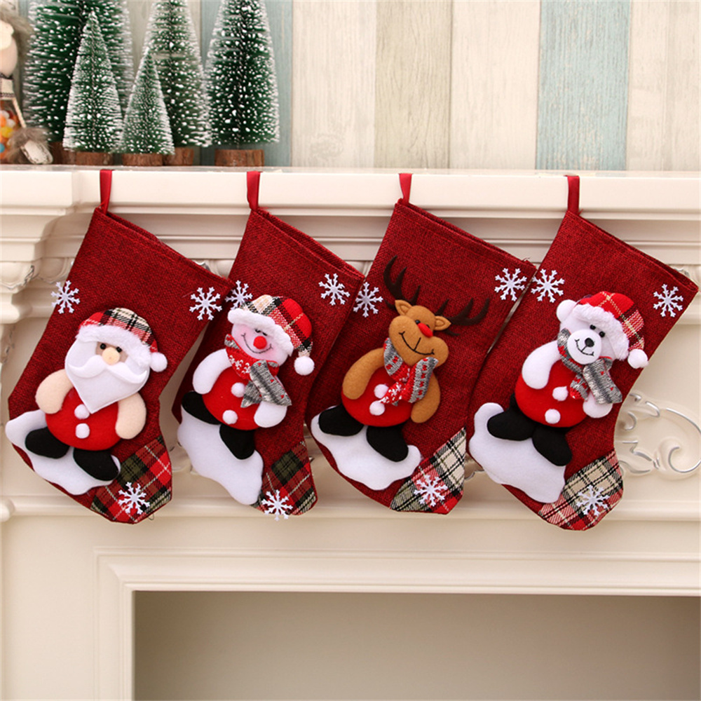 Bas de noël en lin, sac cadeau - Christmas Stocking Hanging avis et prix
