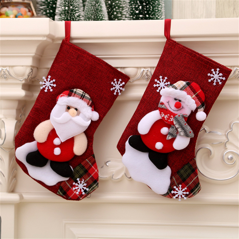 Bas de noël en lin, sac cadeau - Christmas Stocking Hanging avis et prix