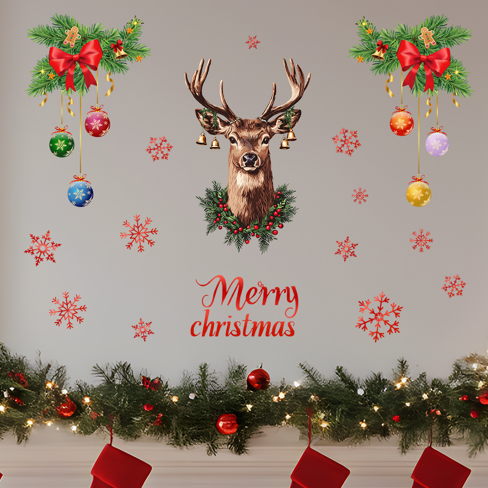 Autocollant mural tête de cerf - Snowflake Window Decal avis et prix