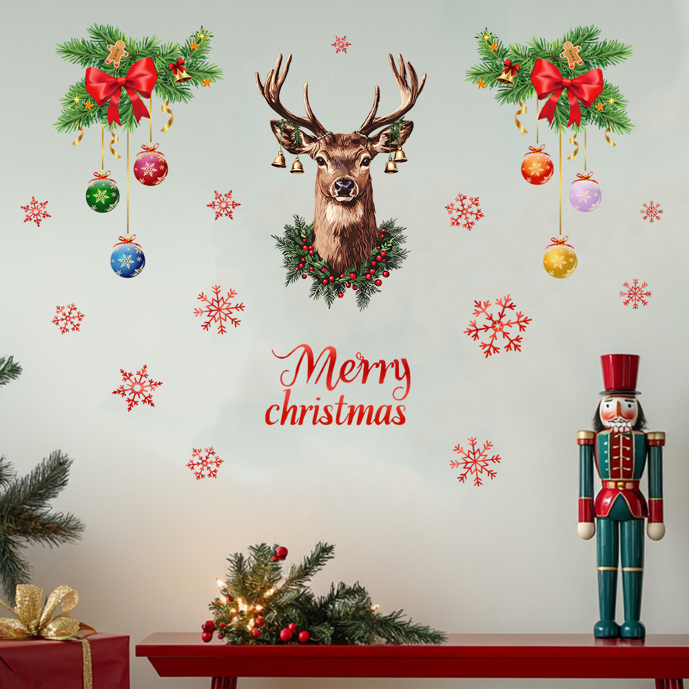 Autocollant mural tête de cerf - Snowflake Window Decal avis et prix
