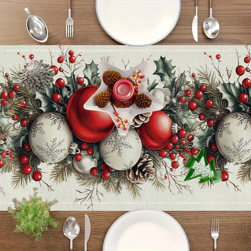 Boules de Noël Cône de pin Che - Christmas Table Runner avis et prix